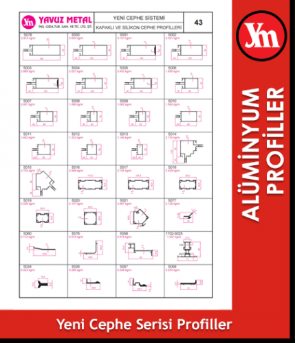 Yeni Cephe Sistemi Alüminyum Profiller