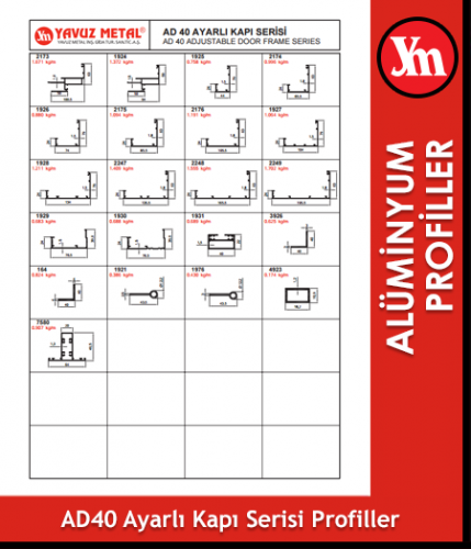 AD 40 Ayarlı Kapı Serisi Alüminyum Profiller
