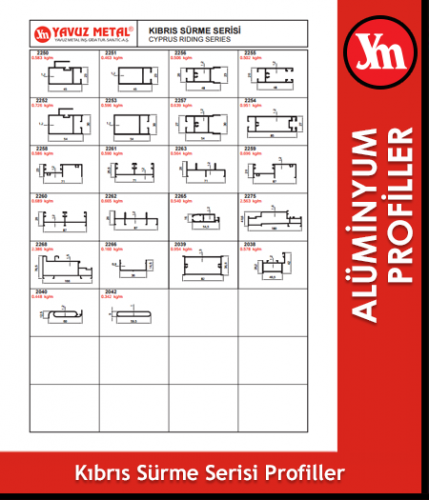 Kıbrıs Sürme Serisi Alüminyum Profiller