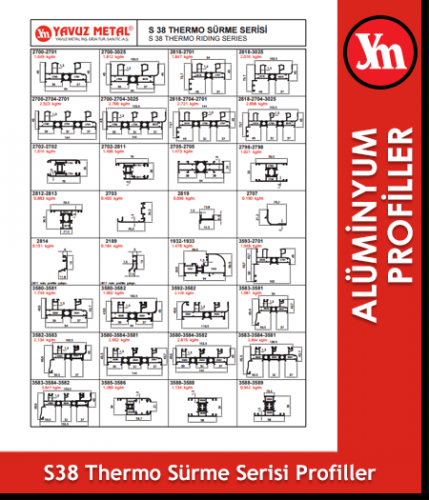 S 38 Thermo Sürme Serisi Alüminyum Profiller
